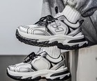 Men s Lace Up Low Top Athletic Sneakers Silver Black White Colorblock Rubber