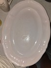 Hallcraft Ironstone Large White Oval Scalloped Edge Serving Platter Made In Usa