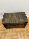 Vintage Wood Steamer Trunk W Tray Chest Camelback Storage Box Old Antique Decor
