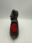 Vintage Japan Black Ceramic Cat Sewing Pin Cushion tape Measure thimble Holder