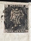 Penny Black Stamp On Cover   Entire  Pl6  Nd Corners  Posted March 1841