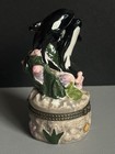 Vintage Trinket Box With Two Orcas - Killer Whale - Orca - Storage Jewelry Case