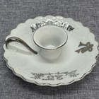 Vintage Lefton China 25th Anniversary Candle Holder White Silver Scalloped Japan