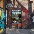 Anchorage Alaska Wildlife Skyline Nature Vintage Travel Poster