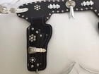 Black   White Fancy Cap Gun Holsters With Leco Chrome Bullets Fit Hubley Cowboy