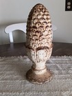 Antique Cast Iron Rustic Finial Home Decor Salvage Chippy White Patina