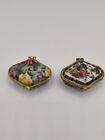 Vintage Antique French Small Round Oval Trinket Jewelry Pill Box - Set Of 2