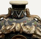 Antique Signed Japanese Satsuma Moriage Dragon Immortals Moon Flask Vase 12 5 