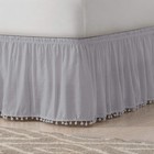 Pom Pom Elastic Wrap Around Bed Skirt  Easy On off Dust Ruffle  18 Inch Drop    