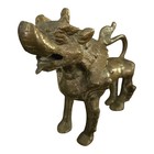 Vintage Brass Foo Dog guardian Lion Small Sculpture  Gold Colored Figure