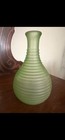  Rare Vintage Uranium Glowing Green Frosted Ribbed Glass Bottle Shape Vase 1930s