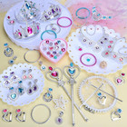 56 Pcs Princess Jewelry Set For Girls     Crown  Necklace  Bracelet  Earrings  Rin