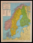 1947 Post Wwii Scandinavia Map Norway Sweden Finland Denmark Original Vintage