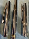 Vtg Sheaffer Sentinel   Chrome  Ballpoint Pen  Pencil  Set  W  Beige Plastc Case