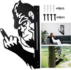 Peaking A Boo Flipping Off Bigfoot Animal Metal Sign Art Ornament  Middle Finger