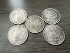 Lot Of 5 1878-1893 Morgan Silver Dollars-cc Mixed Dates    magnet Tested     Bu Coin
