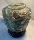 Antique Vintage Chinese Carved Fluorite Stone Vase 5 5   
