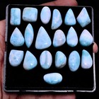 19 Pcs Natural Larimar Top Quality Untreated 14mm-25mm Cabochon Loose Gemstones