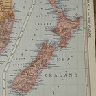 Antique 1956 Map Of New Zealand   Southeast Australia 14   x11   