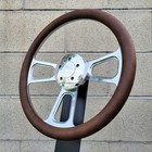 16 Inch Chrome Semi Truck Steering Wheel Brown Vinyl Grip - 5 Hole