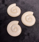 3 Vintage Bakelite Carved Snail Nautilus Spiral Buttons White Art Deco Lot Set