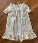 Old Vintage Handmade Ivory Satin   Lace 4t Dress Christening Gown Nightgown