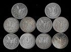 Ten  10  Morgan Silver Dollars  1878-1901  90  Silver Lot A59-1