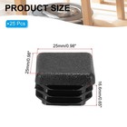25 Pack Square Plastic Hole Plugs 1  Tubing Insert End Cap Black