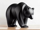 3d Printed Black Bear Figurine Statue Modern Geometric Sculpture Art Home Decor