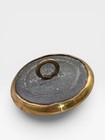 Antique Brass Picture Button Shell   Scroll Design Metal Shank Victorian 18 3mm