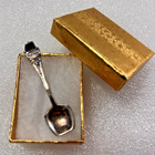Antique Norwegian Solid 830 Silver Salt Mustard Cruet Spoon Viking Sailboat