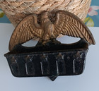 Vintage Cast Iron Federal Bald Eagle Match Box Holder Striker Antique Patriotic