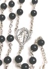 Antique Catholic Sterling Silver Rosary Jesus Carrying Cross 1940 s Ebony Beads 