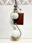 Vintage Mid Century Modern Brass 2-light Pendant White Glass Globe Art Deco