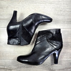Sofft Womens Fashion Ankle Boots Black Leather Sz 9m High Heel Pointed Toe Zip