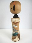 Vintage 9  Tall Wooden Birch Kokeshi  Bobble Head Nodder  Hand Painted Wood Doll