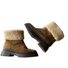 Marc Fisher Ltd Vina Lined Suede Boots 7 5 Brown Tan Lug Sole Shearling
