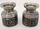 Kyrre Norsk Tinn Pewter Viking Candle Holders Set Of 2 Norway Mcm Vintage