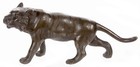 Unusual Small 5  Antique Japanese Meiji Period Bronze Tiger Okimono Statue Old