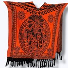 Mexican Poncho Blanket Heavy Orange Black Aztec Tribal Southwest Reversible  