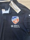 Nwt- Adidas Fc Cincinnati Mls Coaches Polo Shirt Mens Small Black Mercy Health