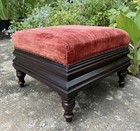 Antique Victorian Solid Walnut Footstool Ottoman C1880 Architectural Molded Base