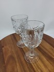 Vintage Libbey Hobstar Clear Glass Star Burst Wine water Goblets   Set Of 2
