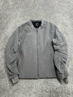 Nike Shield Bomber Jacket Womens Medium Gray Swoosh Logo Ruched Sleeve Full Zip