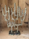 Vintage Israeli Brass Menorah Candelabra Brutalist Mid Century Judaica Israel