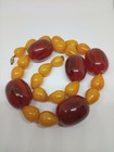 Art Deco Huge Bakelite Beaded Necklace Cherry Butterscotch Marbelized Olive 158g