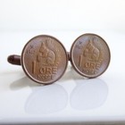 Norway Coin Cuff Links  Repurposed Vintage Bronze 1 Ore Squirrel Coins  Upcycled