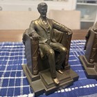 Pair Of Book Ends President Abraham Lincoln Seated Statue Bronze Finish Bookends