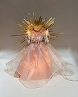 Vintage Angel Tree Topper Lighted Porcelain Angel Pink Gold Starburst Christmas