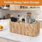 Hand Woven Wicker Silverware Basket With Handles  Kitchen Utensil Holder For